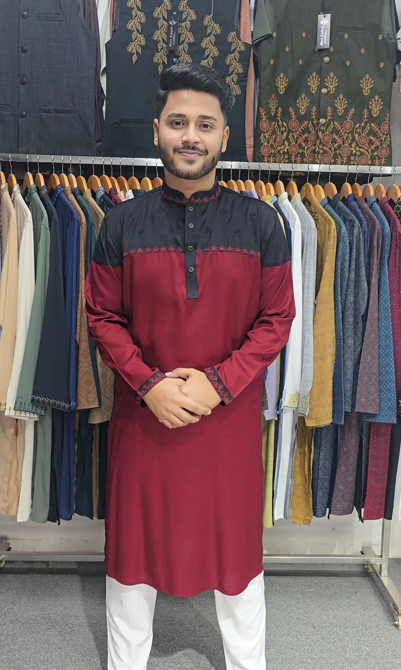 Embroidery+Contrast Punjabi-5