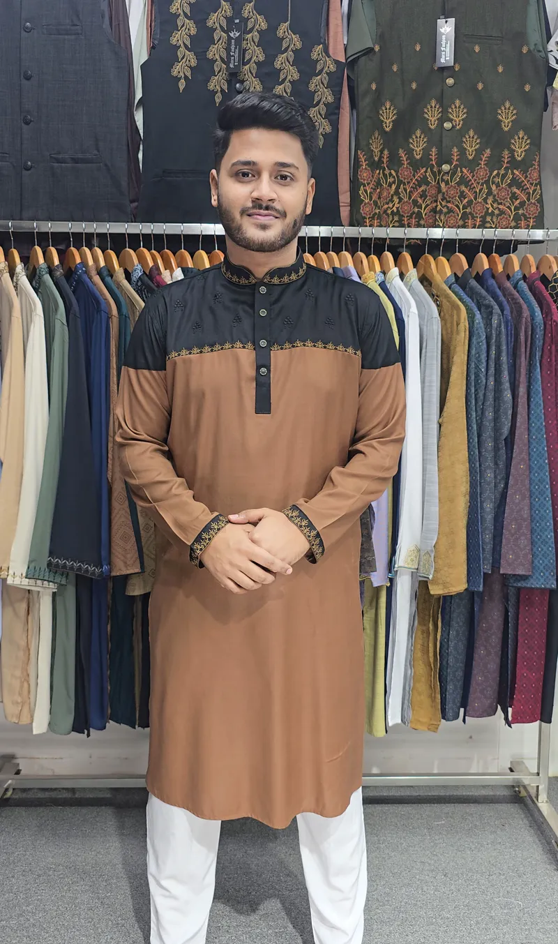 Embroidery+Contrast Punjabi-1